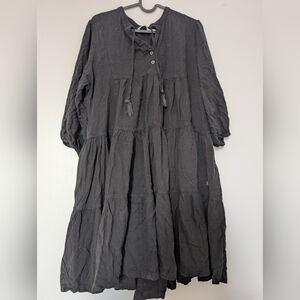 🌼5/20$🌼Aqua Charcoal Long Sleeve Tiered Dress